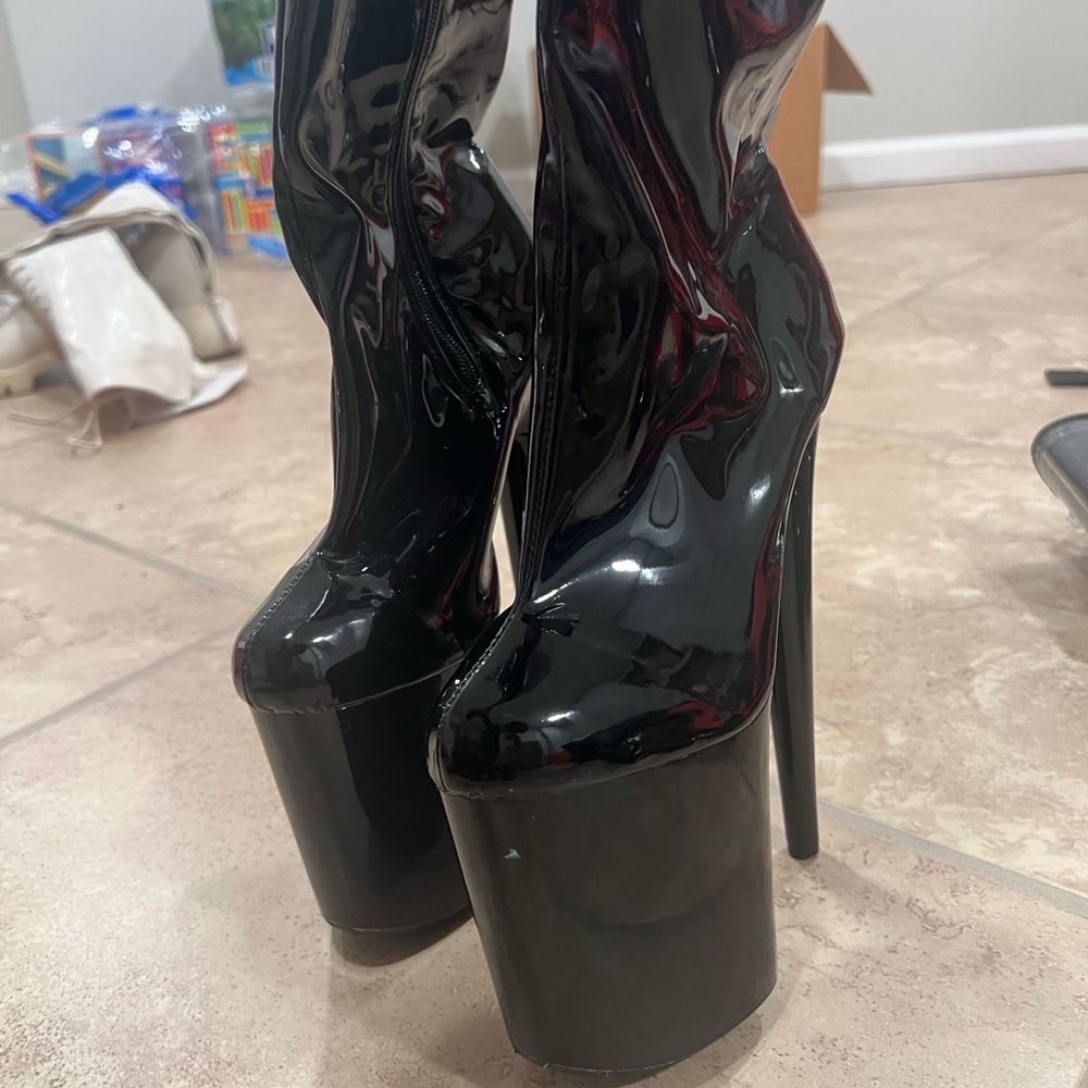 Black Patent Leather Women's Boots